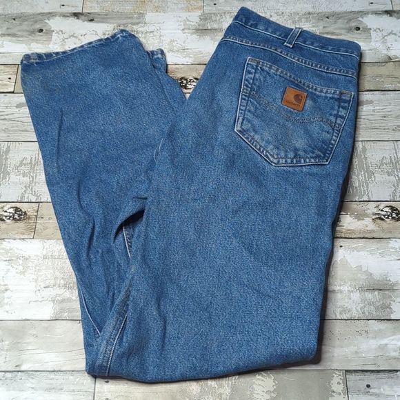 Carhartt relaxed fit dark wash thrashed jeans - Picture 1 of 6